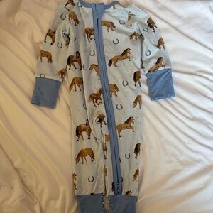 Blue Horse Print Baby Onesie